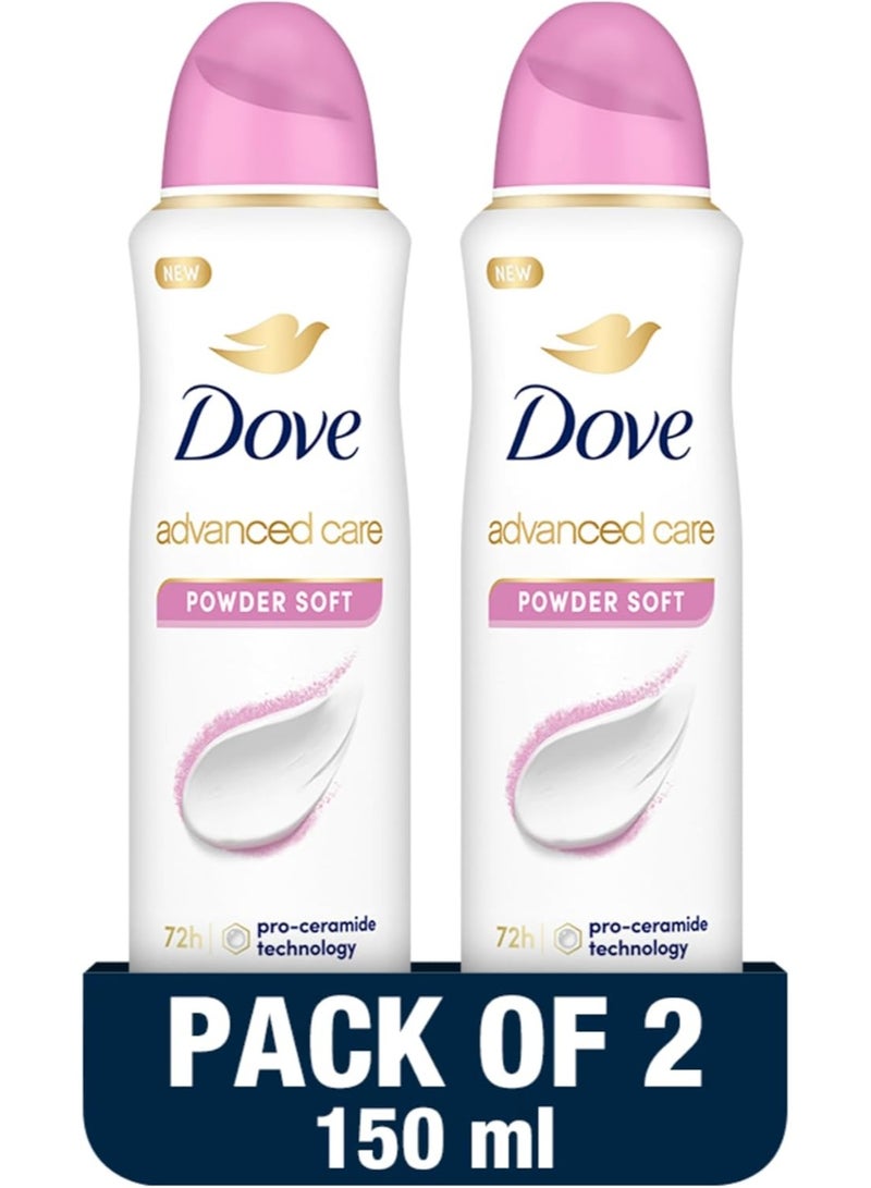 Dove Advanced Care Antiperspirant Deodorant Spray Powder Soft, 150ml Pack of 2 - Image 1